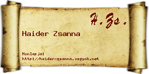 Haider Zsanna névjegykártya